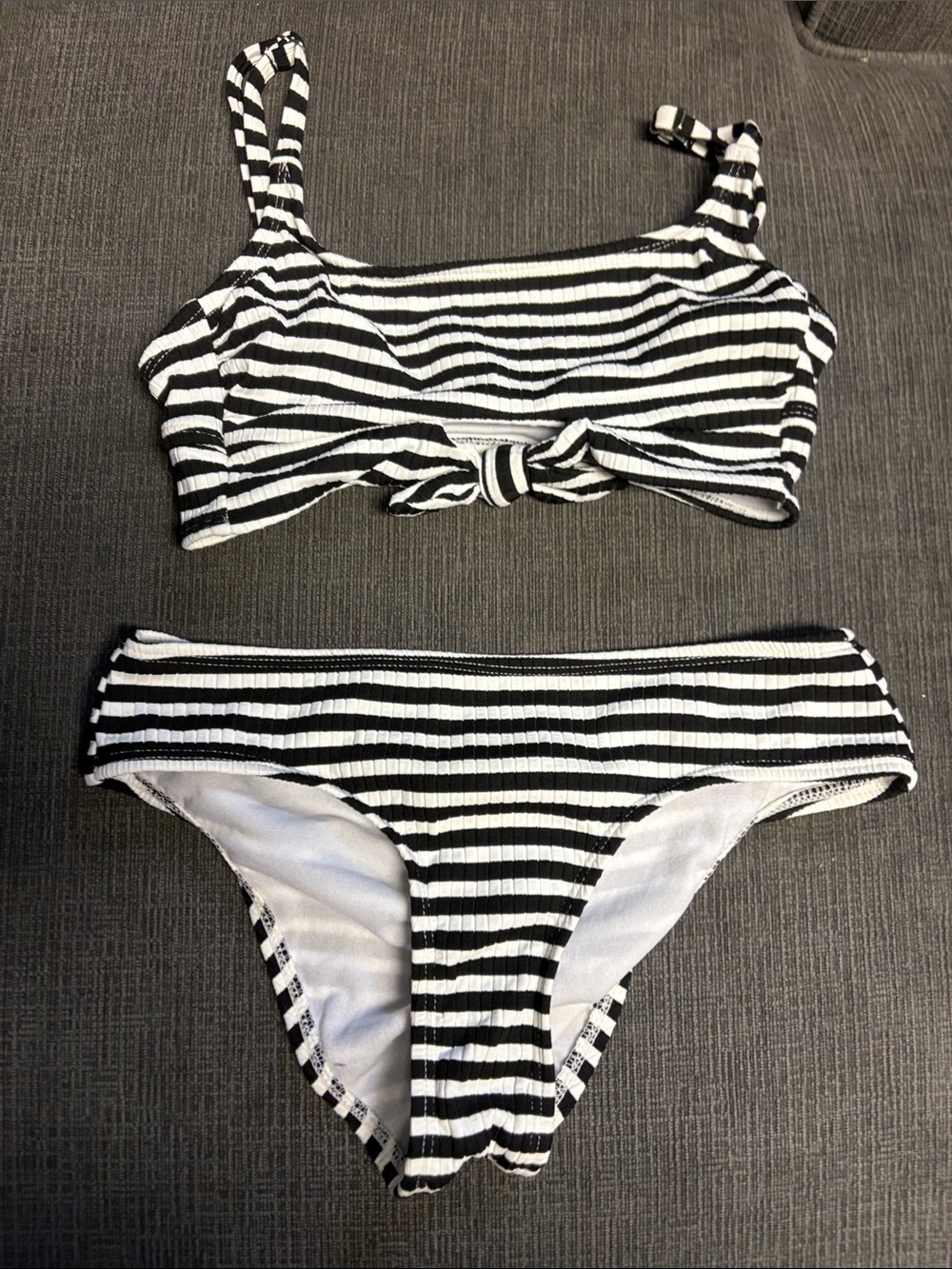 Xhilaration Black and White Striped Bikini Set